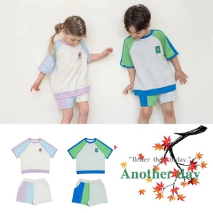 韩国童装 ins风婴儿宝宝男女童兄弟姐妹幼儿园短袖 现货 套装 短裤