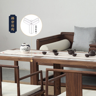 榆木沙发茶桌罗汉床沙发茶桌套装 茶室沙发茶桌组合 新中式 罗汉床