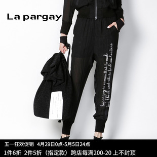 子哈伦裤 女式 Lapargay纳帕佳2023新款 黑白色字母印花设计感休闲裤