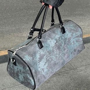扎染帆布刺绣旅行包2024新款 短途登机行李健身包字母印花手提大包