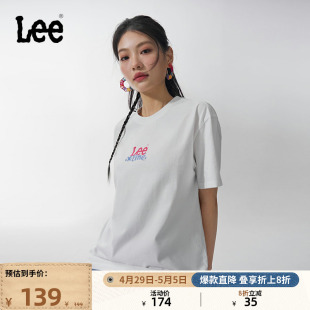 Lee24春夏新品 多版 型Logo印花圆领棉质日常女短袖 T恤休闲LWT0082