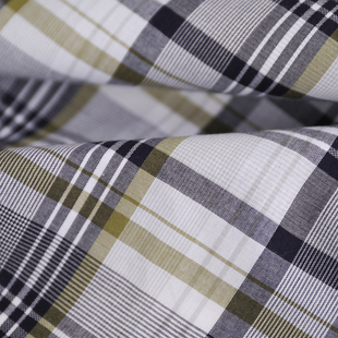 日本进口薄款 清新蓝豆绿灰白色格纹色织纯棉棉纱布料设计师面料