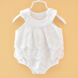 婴儿连体衣0满月宝宝衣服女3夏季 公主衣4百天6个月新生儿三角哈衣