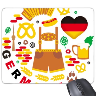 德国习俗地标国旗饮食服装 文化插画图案游戏防滑橡胶鼠标垫