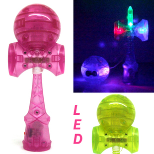 包邮 出口夜光剑玉 灯光塑料kendama 收藏技巧球玩具 LED闪灯剑球