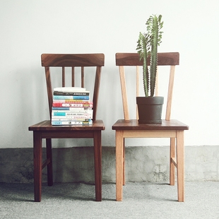 未来日记黑胡桃椅子靠背橡木凳子现代简约实木电脑椅家用餐椅文艺