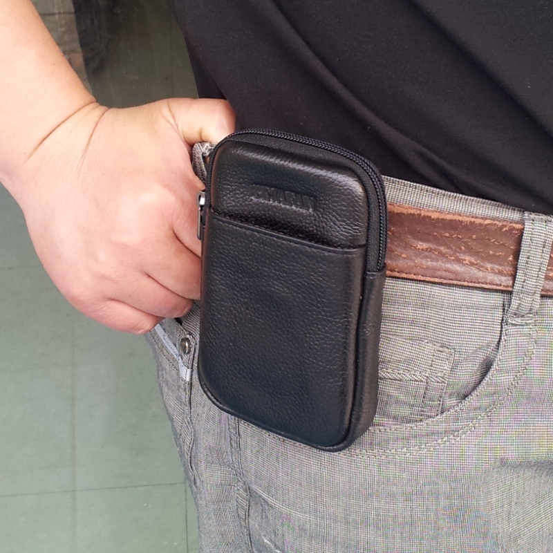 超薄 6.5寸手机包牛皮烟包穿皮带腰包竖款 真皮5.5 手机腰包男 5.8
