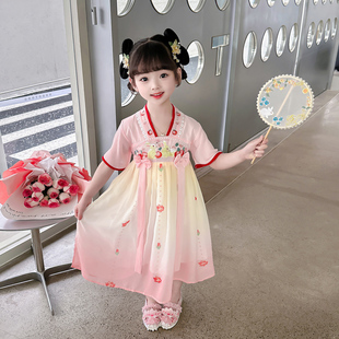 中国j风襦裙新款 超仙古装 女童汉服夏季 儿童裙子女孩薄款 连衣 夏装