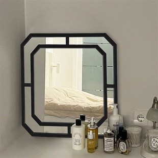 新中式 灯带简约装 饰镜玄关墙面镜卧室梳妆台镜欧式 定制壁挂浴室镜