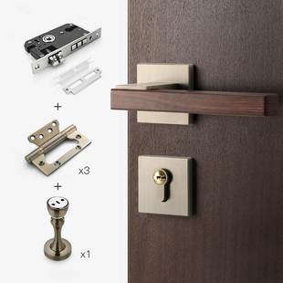 房门锁两件式 卧室门锁y室内磁吸木门锁静音房间青古铜家用 新中式