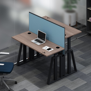 厂家智能电动升降办公桌1.4米双人屏风职员桌办公室站立电脑桌家