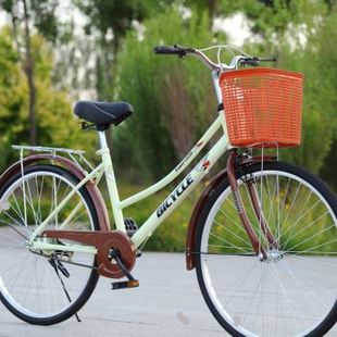 新品 免充气实心胎自行车成人26寸24寸自行单N车自行车女成年人轻