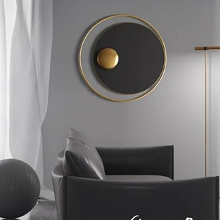 现代简约客厅卧室床头玄关沙发背景墙面铁艺金属圆形轻奢装