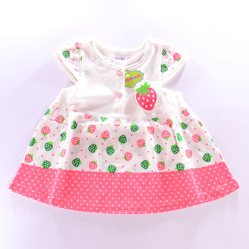 新款 纯棉儿童甜美公主小裙子宝宝洋气 婴儿女童草莓连衣裙2022夏季