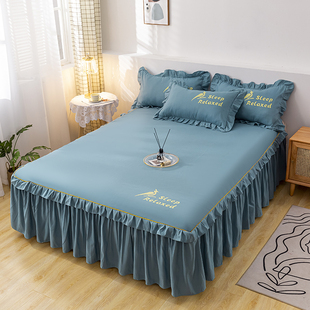 纯棉床罩床裙式 床套床单件1.5米1.8席梦思防尘保护套全棉防滑床笠