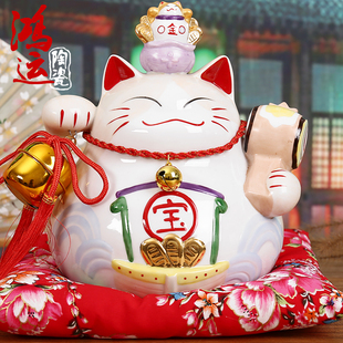 日本猫舍 金运宝船陶瓷存储钱罐招财猫摆件结婚开业乔迁家居礼品