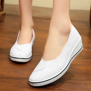 小白鞋 女透气美容鞋 正品 白色坡跟防滑工作鞋 女鞋 老北京布鞋 护士鞋