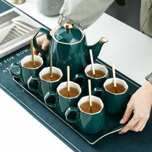 北欧泡茶具杯子套装 茶杯家用轻奢水杯茶壶花陶瓷水具杯具客厅礼品