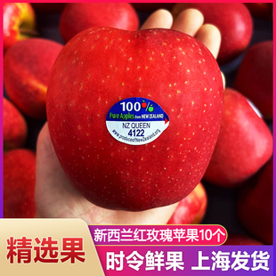 包邮 10个 红玫瑰苹果新西兰进口queen皇后苹果脆甜新鲜孕妇水果