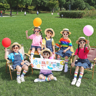 六一儿童演出服装 糖果色小学生运动会啦啦队幼儿园毕业合唱表演服