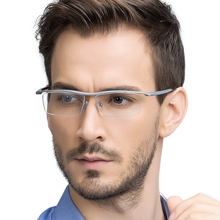 眼镜架男近视眼镜框半框超轻纯钛商务眼睛框大脸舒适配近视镜成品