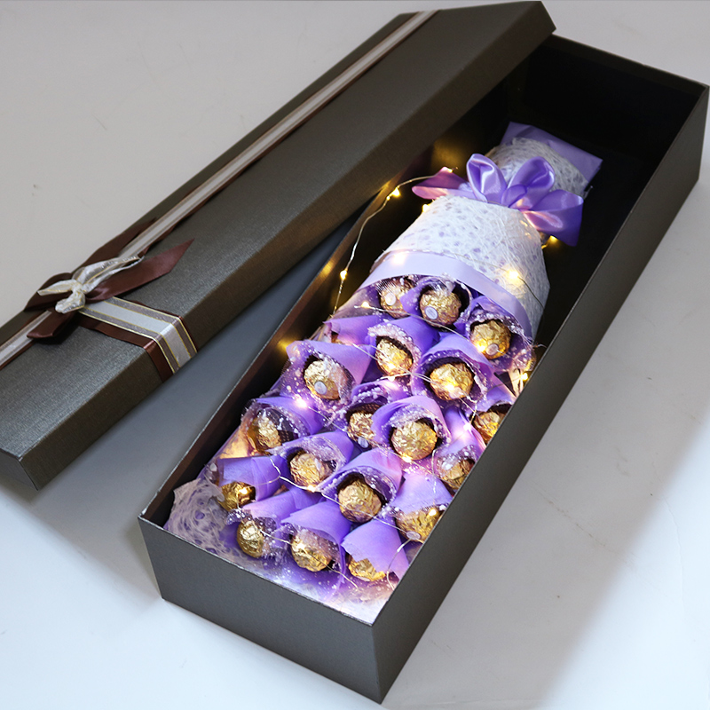 520情人节发光费列罗巧克力花束礼盒19颗送男女朋友生日表白礼物