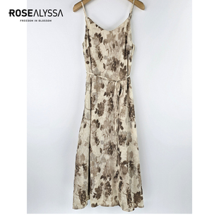 ROSEALYSSA若诗莉莎反季 折扣款 时尚 气质小众水墨花色吊带连衣裙女