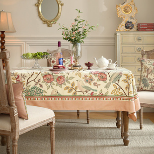 朴居美式 轻奢桌布氛围感复古防水餐桌布长方形茶几台布家用高级感
