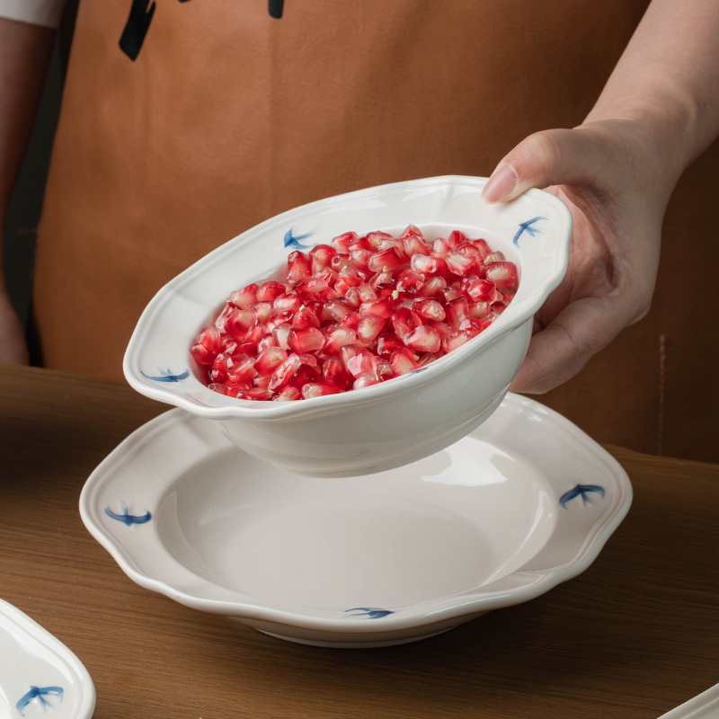 复古碗饭碗面碗椭圆盘马克杯碗家用家用高颜值餐具耐高温米饭碗