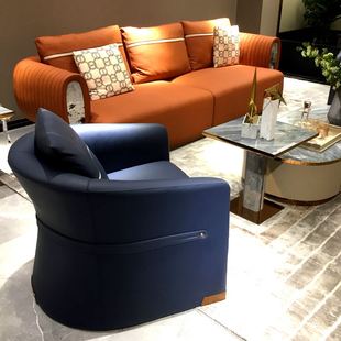 奢华沙发组合设计师新款 极简沙发客厅沙发真皮高端沙发最新 意式 款
