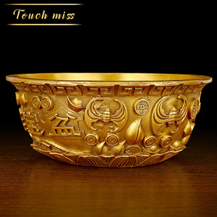 Touch Miss中式 创意纯铜聚宝盆摆件家居客厅招财风水装 饰铜工艺品