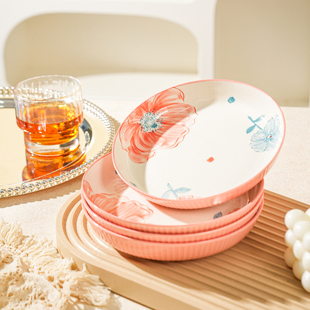 舍里清新陶瓷盘子菜盘家用2024新款 碗碟餐具高级感深盘菜碟子餐盘