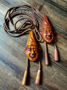 日本回流韩国人面具男士 树脂雕刻财神项链财神民族特色挂件古玩