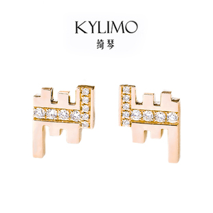 生日礼物 原创设计k金钻石耳环国风高级感女新款 KYLIMO 城墙