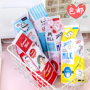 卡通牛奶盒笔袋创意韩版 学生奖励大容量文具盒笔袋简约笔盒收纳盒