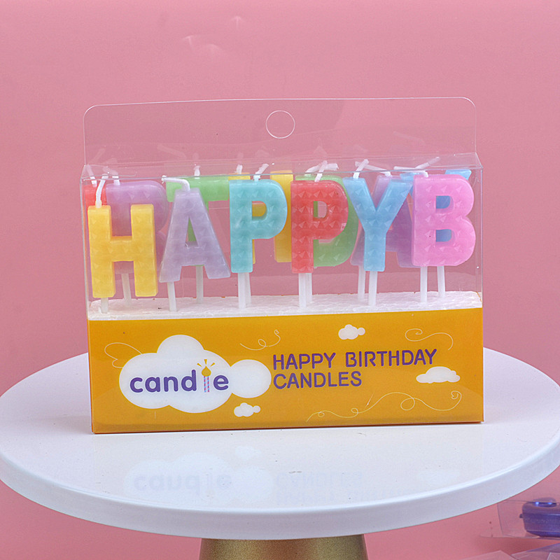 生日快乐英文字母蜡烛 彩色happy birthday生日派对蛋糕甜品装 饰