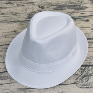 爵士帽子男黑色绅士帽英伦时尚 潮遮阳小礼帽 白色礼帽男女春夏季