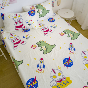 奥特曼小怪兽男孩卡通可爱全纯棉床单单件幼儿童园宝宝1.5m1.8米