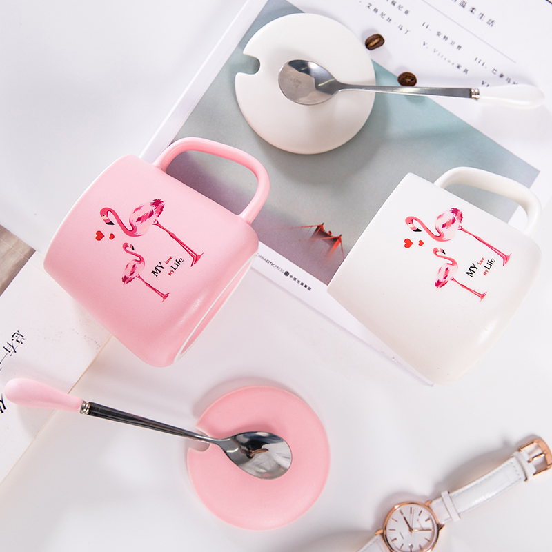 创意陶瓷马克杯粉色少女心办公室水杯早餐杯情侣牛奶杯简约咖啡杯
