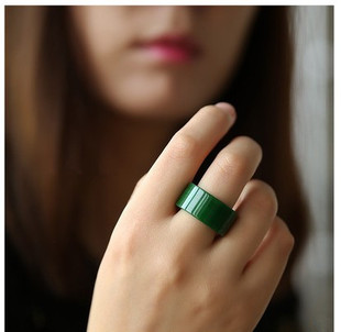 天然新疆和田玉碧玉戒指指环扳指菠菜绿男女尾戒对戒绿宝石玉指环