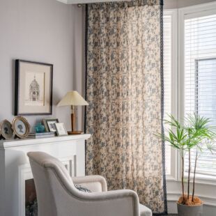 窗帘遮光遮阳挂钩款 客厅卧室蓝色美式 免打孔安装 简易伸缩杆小窗帘