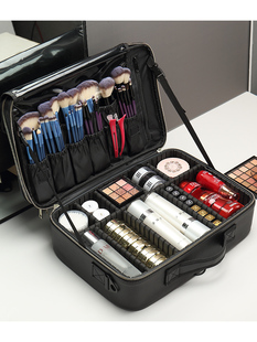 化妆专业化妆箱工具箱三层化妆包定制大容量皮质pu妆印logo跟师
