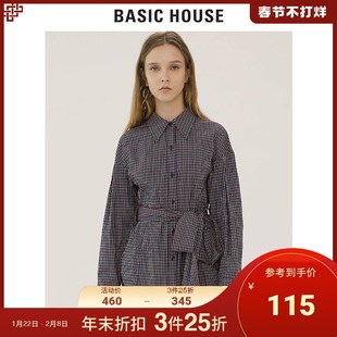 Basic House 春秋时尚 复古格纹衬衫 商场同款 HTWS622C 百家好女装