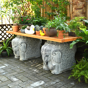 户外庭院实木花台阳台装 饰地面小花园布置花架置物架盆景架长条凳