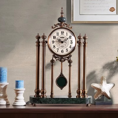 现代台钟 时钟创意时尚 轻奢钟表座钟客厅摆件欧式 美式 复古家用台式