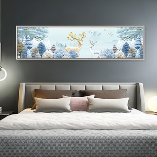 床头挂画卧室装 饰画客厅沙发背景墙壁画现代简约温馨北欧麋鹿墙画