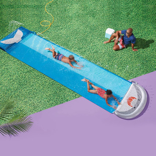 鲨鱼滑水道夏日戏水玩具户外草地喷水垫单人冲浪板滑水板比赛游戏