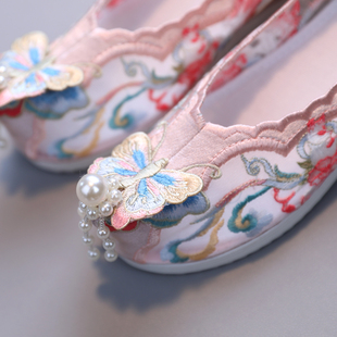 汉服鞋 子女童绣花鞋 中国风表演出鞋 亲子凉鞋 古装 儿童夏老北京布鞋