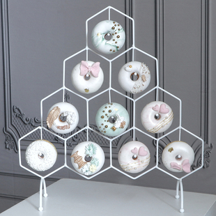 欧式 铁艺甜甜圈展示架子 婚礼甜品台摆件 烘培面包架蛋糕橱窗道具