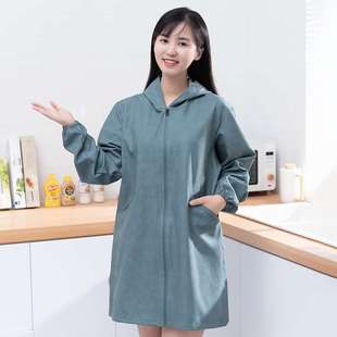 高档围裙罩衣大人时尚 防水女可爱日系韩版 家用厨房防油长袖 外套工